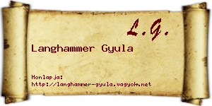Langhammer Gyula névjegykártya